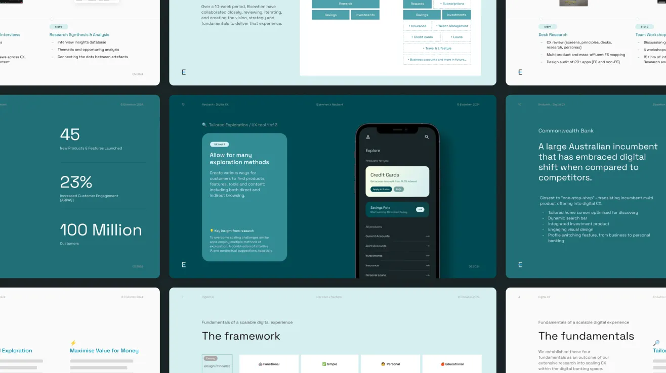 Neobanking CX design slides