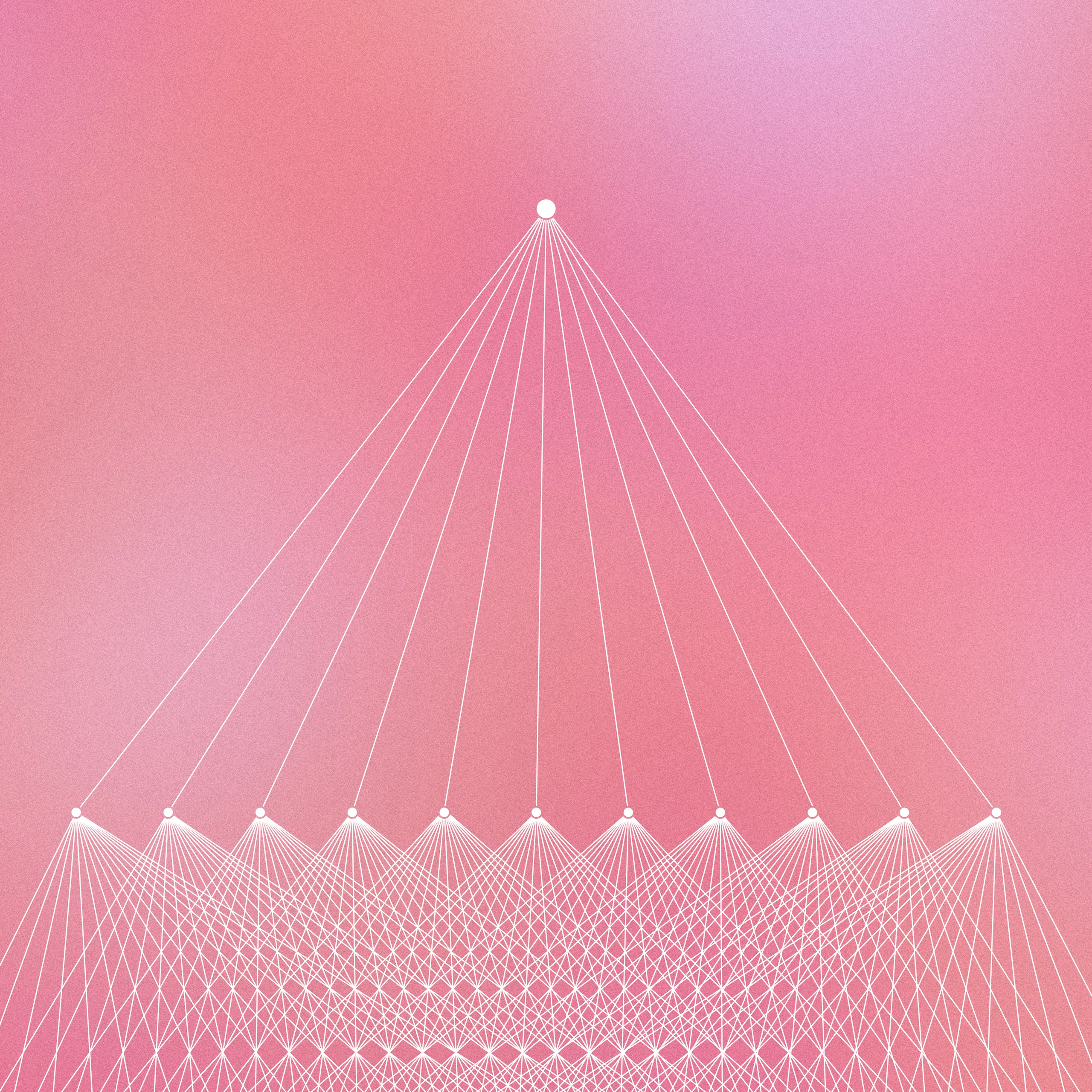 Abstract design featuring a soft gradient with geometric shapes and interconnected lines, representing digital interaction and AI systems.